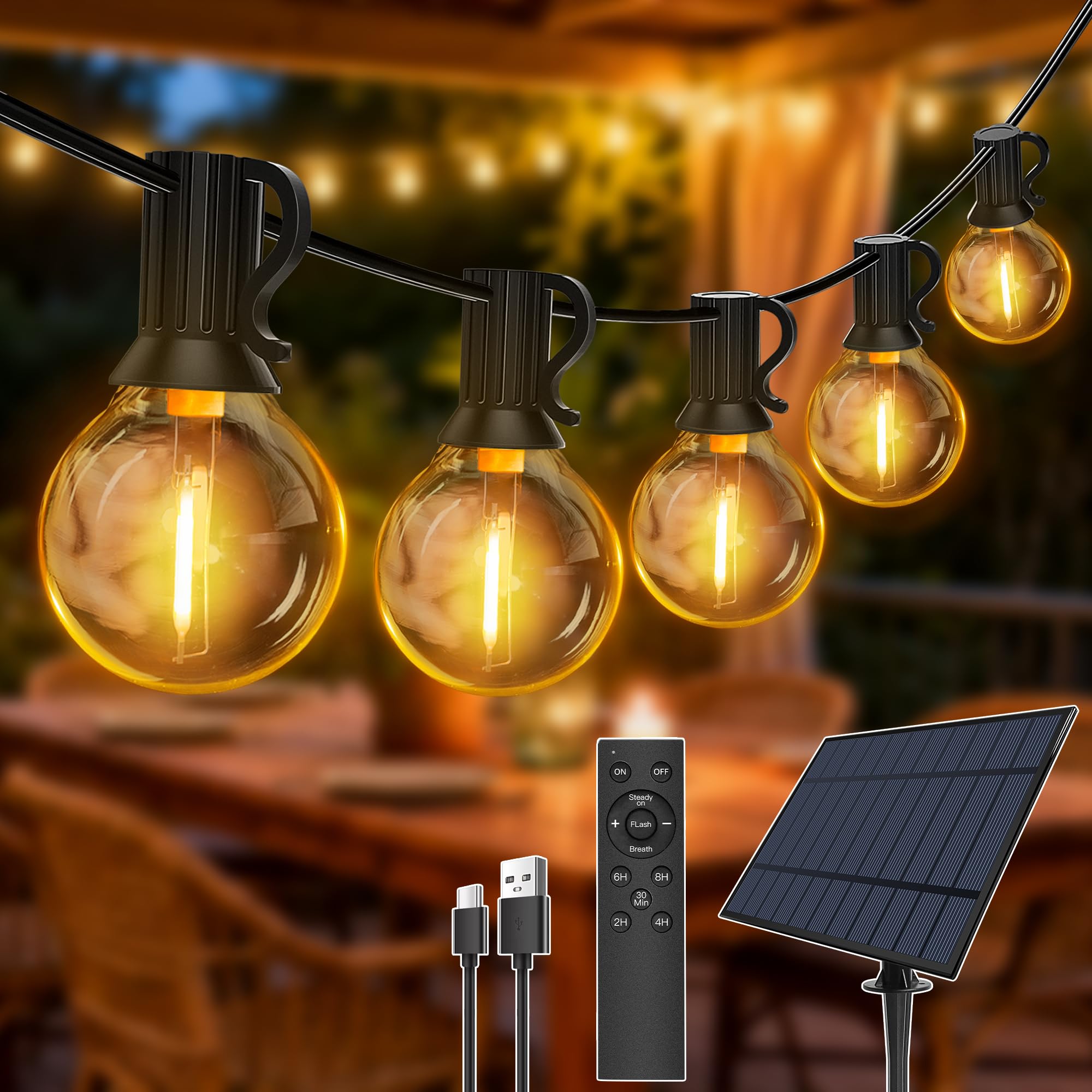 Hopexy 15M Solar Lights Outdoor Garden, Waterproof Festoon Lights